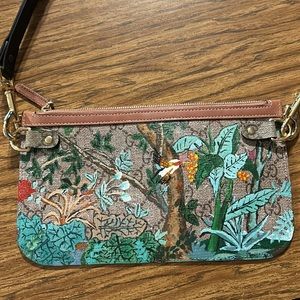 Handpainted Gucci pouch. Hand painted on both sides